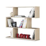 3 Tier Open Low Wide Storage Unit with Compartments, Freestanding Display Bookshelf for Living Room, Office & Study - Light Oak.