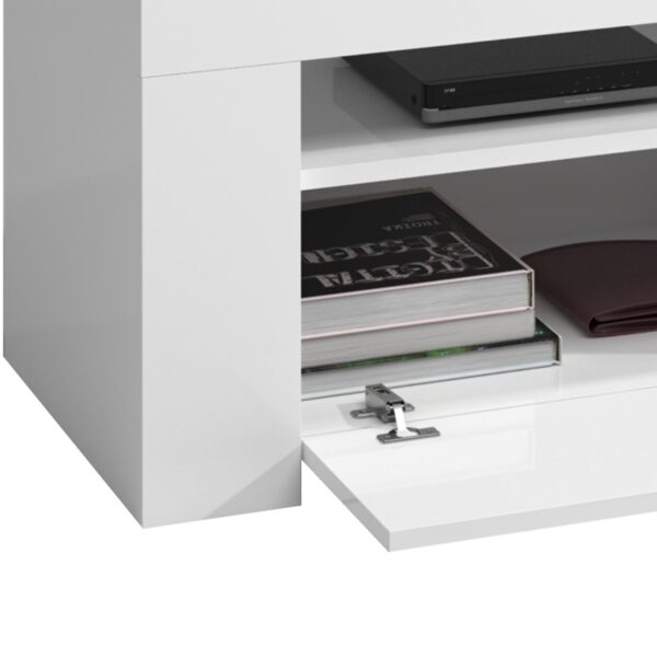 AMBIT White Dual Zone Under TV Unit - Modern Media Entertainment Cabinet - H: 43cm x W: 120cm x D: 42cm - Image 6