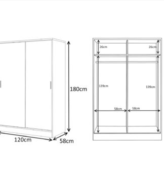 REFLECT Gloss 4pc Set - 2 Door Sliding Wardrobe + Wide Chest + 2 Tall Bedsides