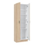 Vita Oak 2 Door Shoe & Boot Cupboard - Modular Kitchen Utility Room Cleaning Cabinet - H: 180cm x W: 59cm x D: 37cm.
