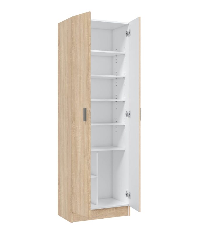 Vita Oak 2 Door Shoe & Boot Cupboard - Modular Kitchen Utility Room Cleaning Cabinet - H: 180cm x W: 59cm x D: 37cm.