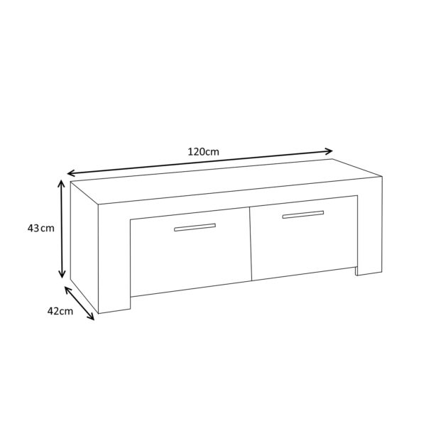 AMBIT White Dual Zone Under TV Unit - Modern Media Entertainment Cabinet - H: 43cm x W: 120cm x D: 42cm - Image 7