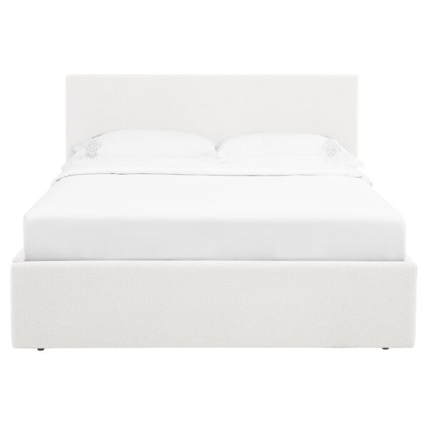TEDDY Boucle Gas Lift Ottoman Storage Bed in White with 4 Size + Mattress Option - Image 5