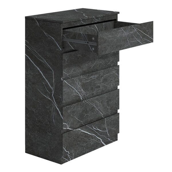 ZITA Grey Marble Effect 5 Drawer Chest - Modern Storage Unit, (L) 40cm x (W) 70cm x (H) 107cm, Stylish Bedroom Storage - Image 5