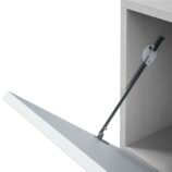 KIKUA Grey & White Modern TV Unit with 2 Doors and Open Storage- Media Stand for Living Room.