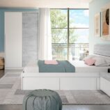 TOP 2 Door Large Modern Sliding Bedroom Wardrobe - White & Grey Finish - H: 200cm x W: 120cm x D: 50cm.