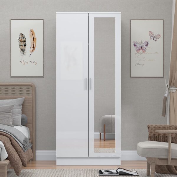 REFLECT Gloss Bedroom Furniture 2 Door Mirrored Wardrobe - 4 Colour Options - Image 23