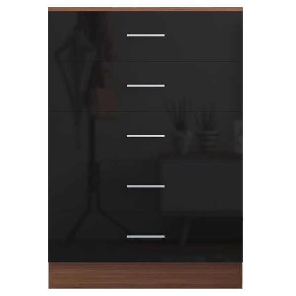 REFLECT High Gloss Bedroom Furniture Wardrobe Chest Bedside Desk - Black/Walnut - Image 83