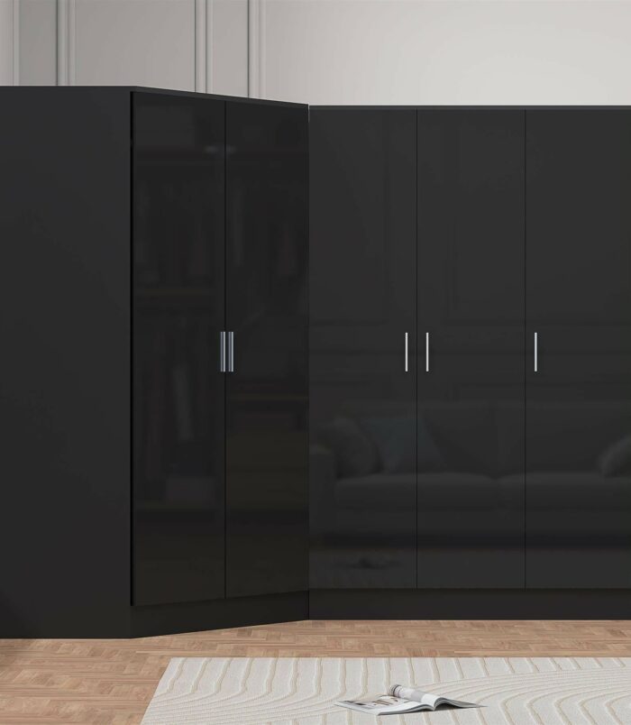 2 door corner and 2 door wardrobe black