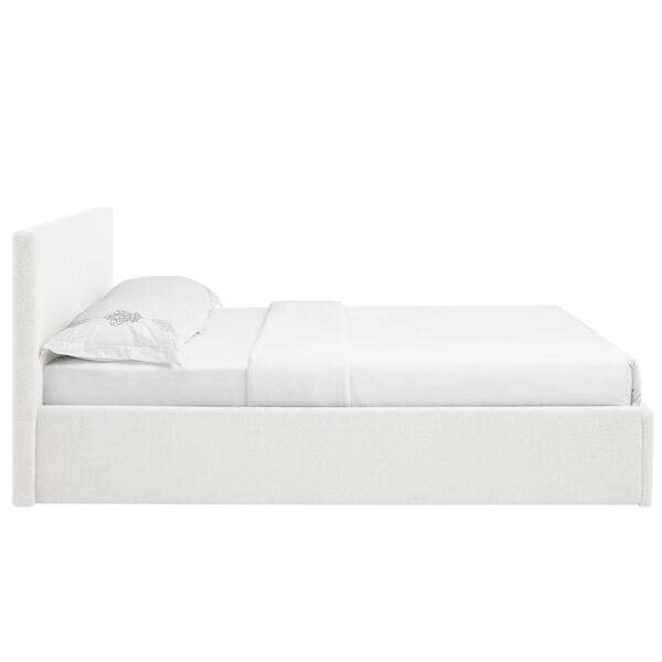 TEDDY Boucle Gas Lift Ottoman Storage Bed in White with 4 Size + Mattress Option - Image 4