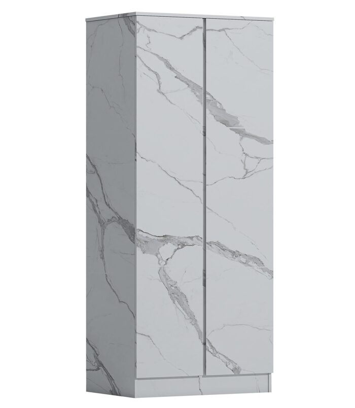 ZITA White Marble Effect 2 Piece Wardrobe Set - 2 Door and 1 Door, Spacious Bedroom Storage Solutions.