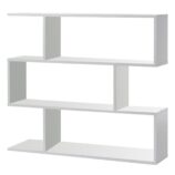 3 Tier Open Low Wide Storage Unit with Compartments, Freestanding Display Bookshelf for Living Room, Kids Playroom & Study - White.