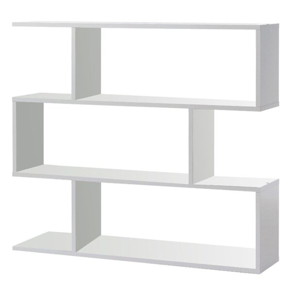 3 Tier Open Low Wide Storage Unit with Compartments, Freestanding Display Bookshelf for Living Room, Kids Playroom & Study - White.