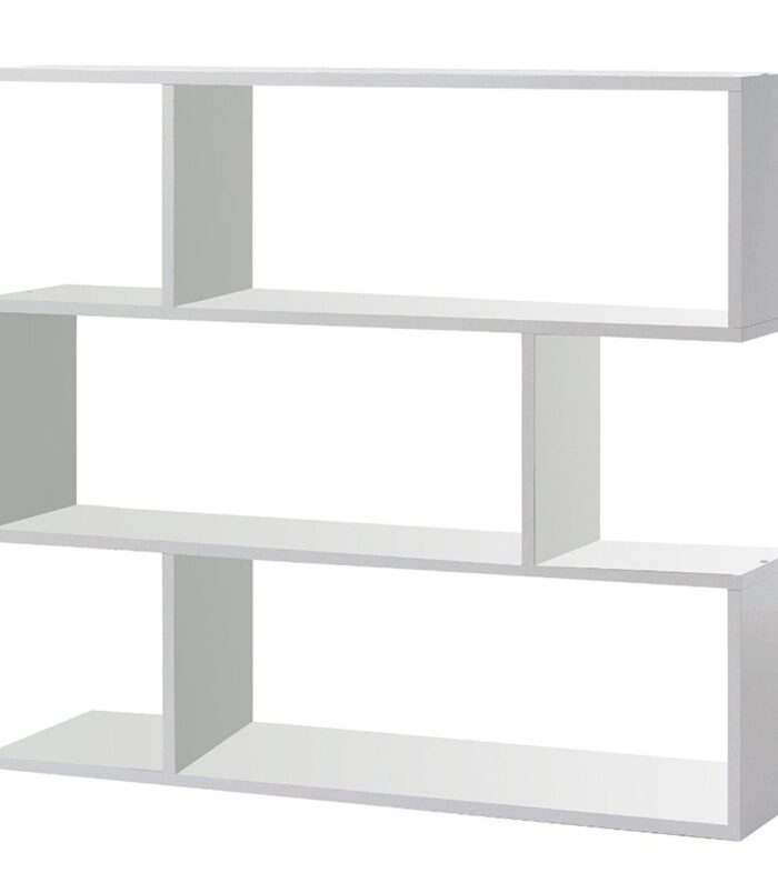 3 Tier Open Low Wide Storage Unit with Compartments, Freestanding Display Bookshelf for Living Room, Kids Playroom & Study - White.