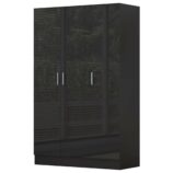 2 door wardrobe black