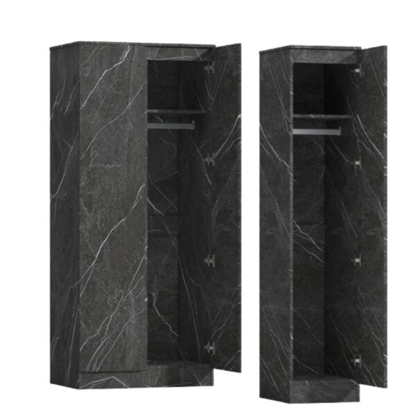 ZITA Grey Marble Effect 2 Piece Wardrobe Set - 2 Door and 1 Door, Spacious Bedroom Storage Solutions.