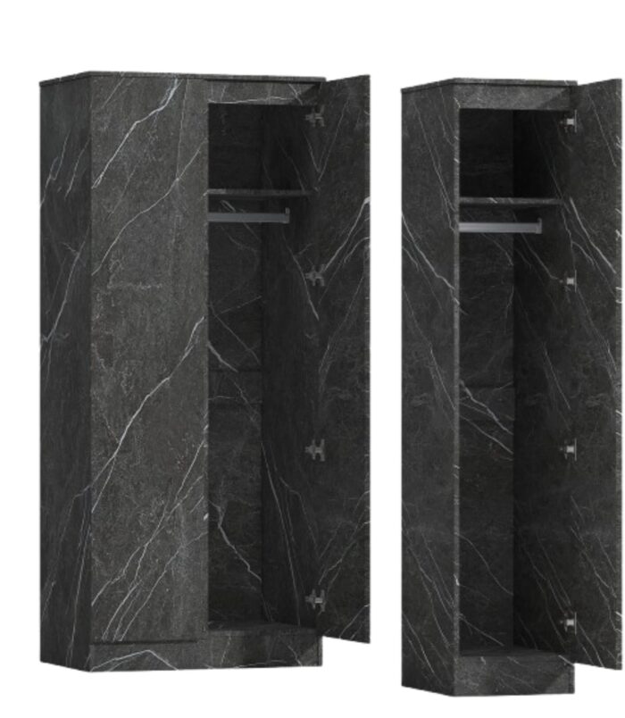 ZITA Grey Marble Effect 2 Piece Wardrobe Set - 2 Door and 1 Door, Spacious Bedroom Storage Solutions.
