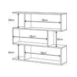 3 Tier Open Low Wide Storage Unit with Compartments, Freestanding Display Bookshelf for Living Room, Office & Study - Light Oak.