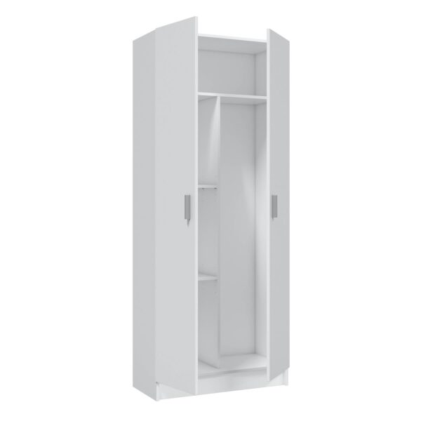 BALTIC Tall White Bathroom Storage Cabinet with 2 Doors- Slim Reversible Design.
