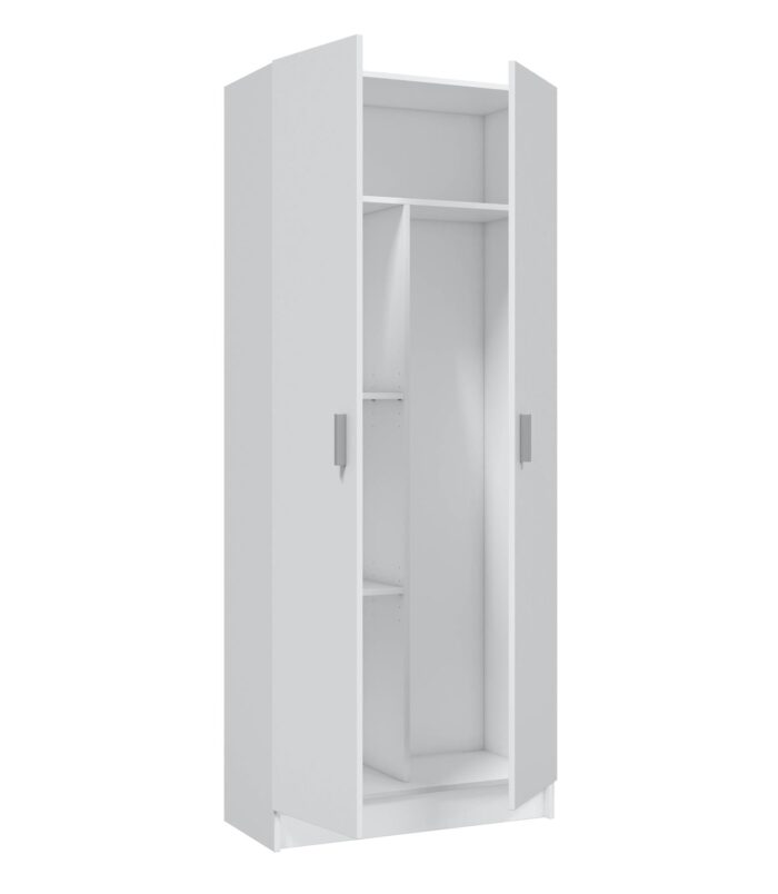 BALTIC Tall White Bathroom Storage Cabinet with 2 Doors- Slim Reversible Design.
