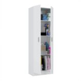 Vita White 2 Door 4 Shelf Kitchen Utility Room Cabinet - Modular Cleaning Storage - H: 180cm x W: 59cm x D: 37cm.