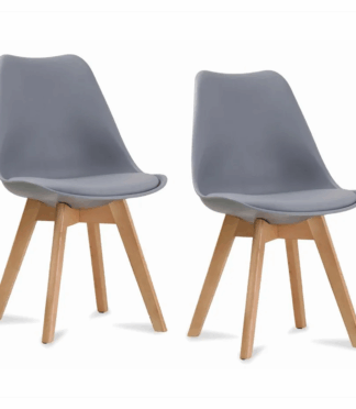 Louvre Dining Chairs (Pair of 2) - Grey & Light Oak