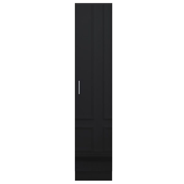 Reflect 1 Door High Gloss Wardrobe - Black, Durable Melamine Finish - Modern Bedroom Storage - Single Door Wardrobe - Image 5