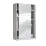 TOP White 2 Door Large Modern Sliding Bedroom Wardrobe - H: 200cm x W: 120cm x D: 50cm.