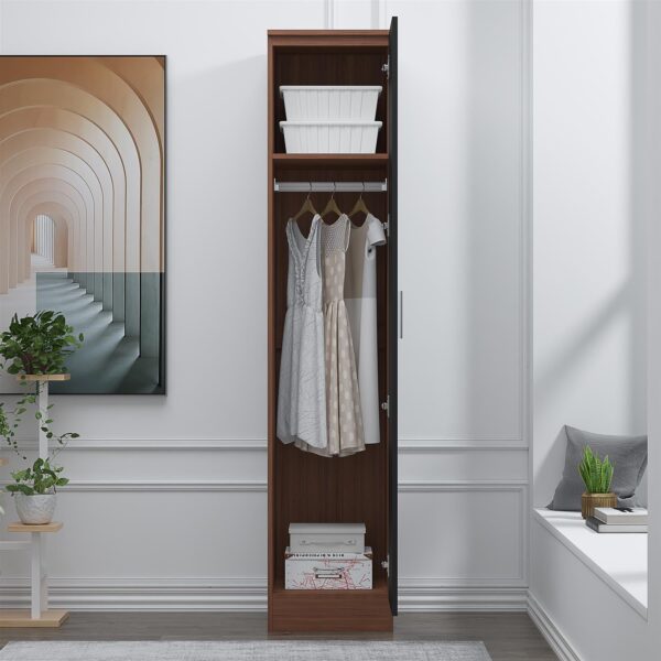 REFLECT High Gloss Bedroom Furniture Wardrobe Chest Bedside Desk - Black/Walnut - Image 108