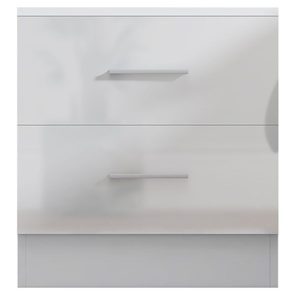 Reflect 2 Drawer Bedside - White Gloss & Matt White - Modern Nightstand for Bedroom Storage - H: 48.5cm x W: 45cm x D: 39.5cm - Image 4