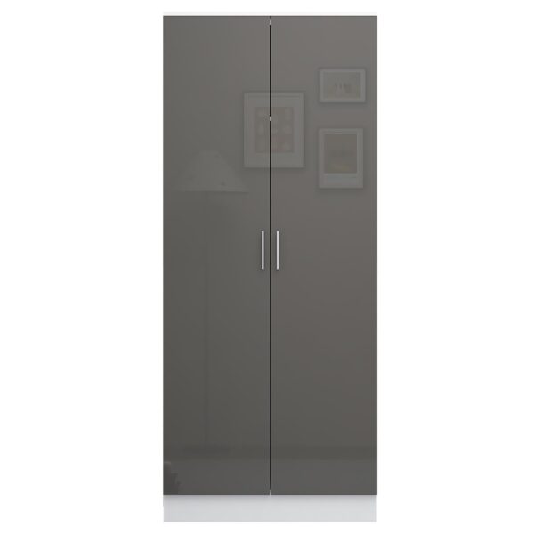 REFLECT High Gloss Bedroom Furniture Wardrobe Chest Bedside Desk in Grey/White - Image 102