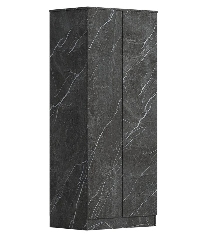 ZITA Grey Marble Effect 2 Piece Wardrobe Bundle - 2 x 2-Door Wardrobes, (L) 50cm x (W) 76cm x (H) 180cm.
