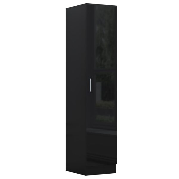 Reflect 1 Door High Gloss Wardrobe - Black, Durable Melamine Finish - Modern Bedroom Storage - Single Door Wardrobe - Image 7