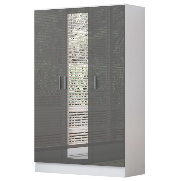REFLECT High Gloss Bedroom Furniture Wardrobe Chest Bedside Desk in Grey/White - Image 90