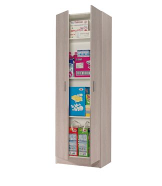 Vita Oak 2 Door 4 Shelf Kitchen Utility Room Cabinet - Modular Cleaning Storage - H: 180cm x W: 59cm x D: 37cm.