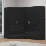 2 door corner and 2 door wardrobe black