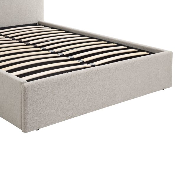 TEDDY Boucle Gas Lift Ottoman Storage Bed in Beige with 4 Size + Mattress Option - Image 9