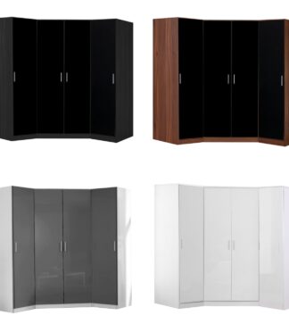 REFLECT Gloss 4 Door Corner Wardrobe Bundle Inc Corner + 2x 1 Door Wardrobes Set