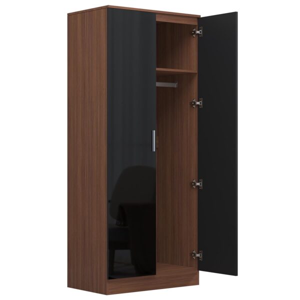 REFLECT High Gloss Bedroom Furniture Wardrobe Chest Bedside Desk - Black/Walnut - Image 58