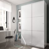 TOP White 2 Door Large Modern Sliding Bedroom Wardrobe - H: 200cm x W: 120cm x D: 50cm.