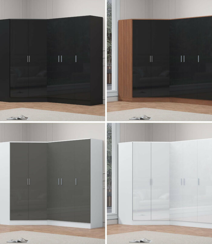 4 colour option 2 door corner 2 door wardrobe set
