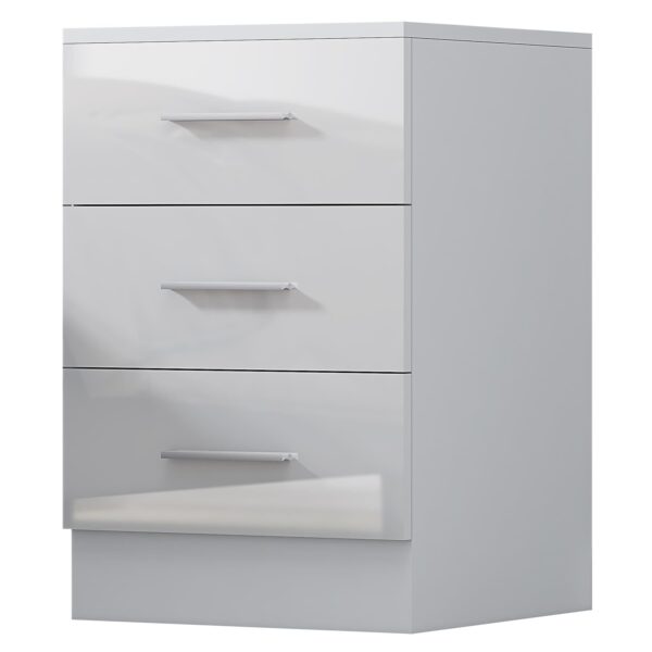 REFLECT Gloss Bedroom Furniture Tall 3 Drawer Bedside - 4 Colour Options - Image 21