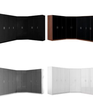 REFLECT Gloss Large 9 Door Corner Modular Wardrobe Bedroom Furniture Bundle Set