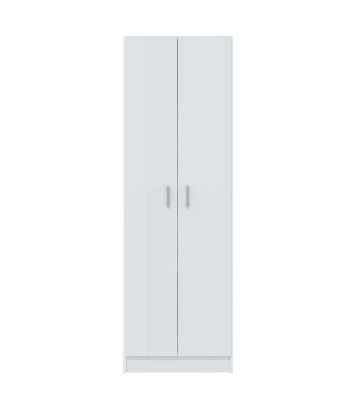 Vita White 2 Door 4 Shelf Kitchen Utility Room Cabinet - Modular Cleaning Storage - H: 180cm x W: 59cm x D: 37cm.