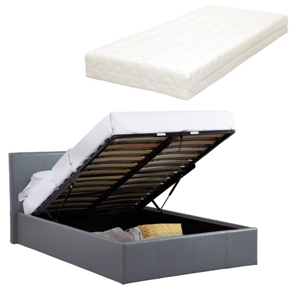 LUNA Faux Leather Ottoman Storage Bed Available Colour Size & Mattress Options - Image 27