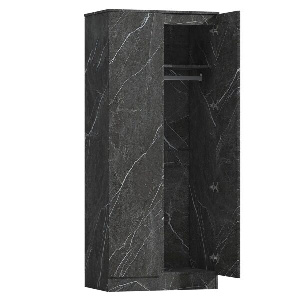 ZITA Grey Marble Effect 2 Door Plain Wardrobe - Bedroom Storage, (L) 50cm x (W) 76cm x (H) 180cm, Stylish and Spacious - Image 8