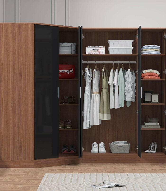 2 door corner and 2 door wardrobe black walnut