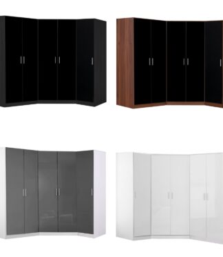 REFLECT Gloss 5 Door Wardrobe Bundle - 2 Door Corner + 2 Door + 1 Door Wardrobe