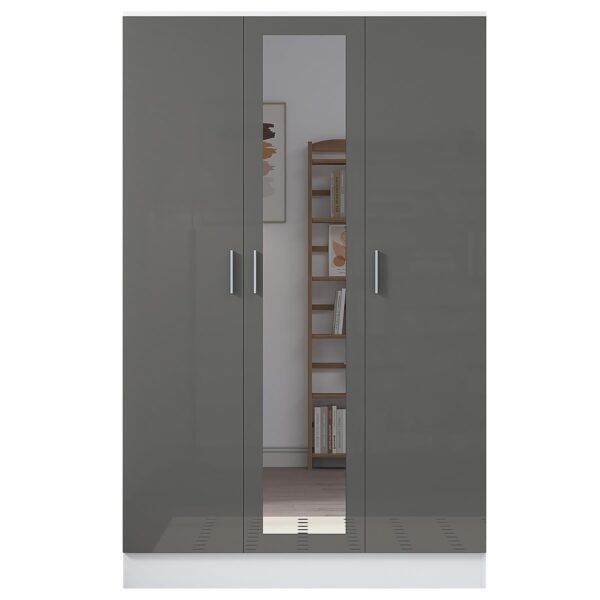 REFLECT High Gloss Bedroom Furniture Wardrobe Chest Bedside Desk in Grey/White - Image 92