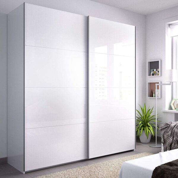 ARM White 2 Door Sliding Wardrobe 150cm Wide Contemporary Design.